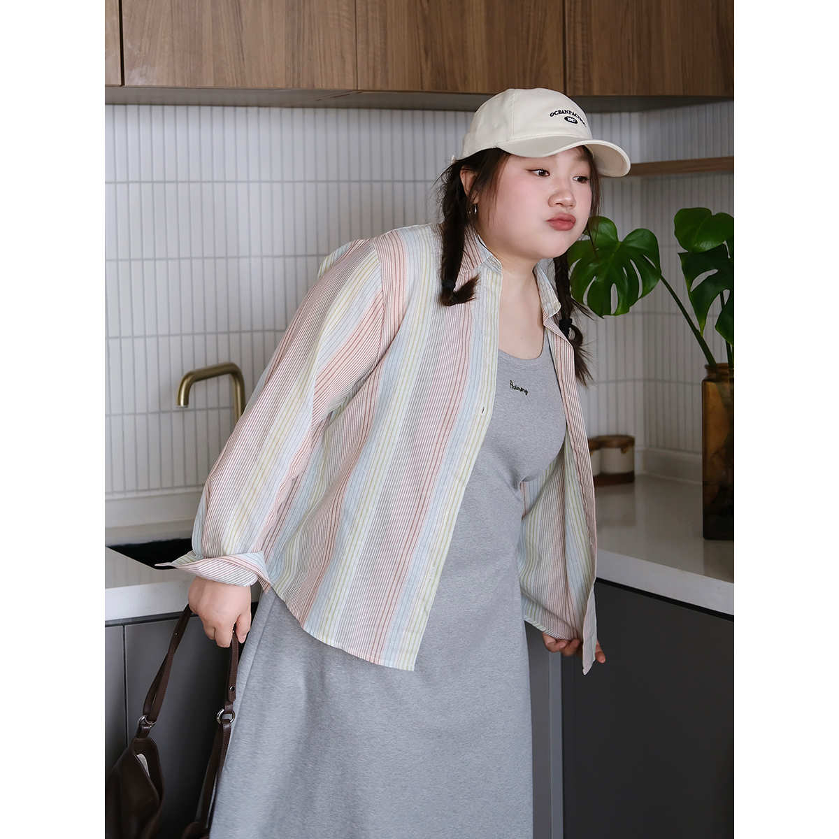 zooobaby04/03晚八点韩系彩色细条纹衬衫宽松休闲百搭上衣