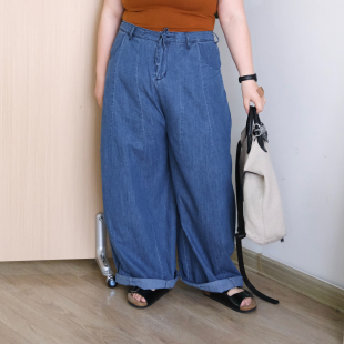 zooobaby08 子 07韩系纯色高腰百搭阔腿牛仔裤