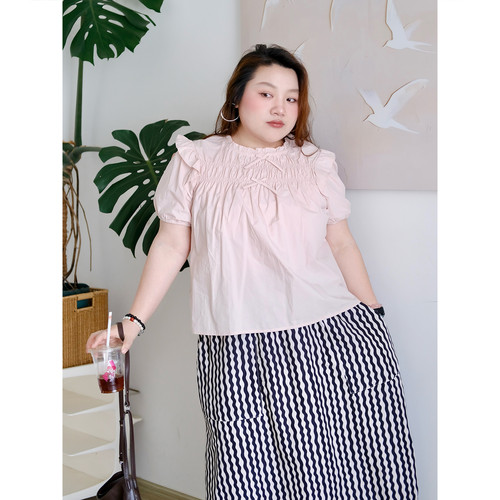 zooobaby06/28韩系纯色小飞袖宽松圆领花边衬衫上衣小衫