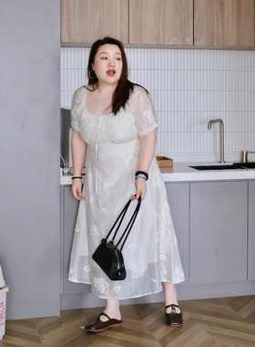 zooobaby04/14韩系甜美气质方领显瘦收腰连衣裙女中长款裙子