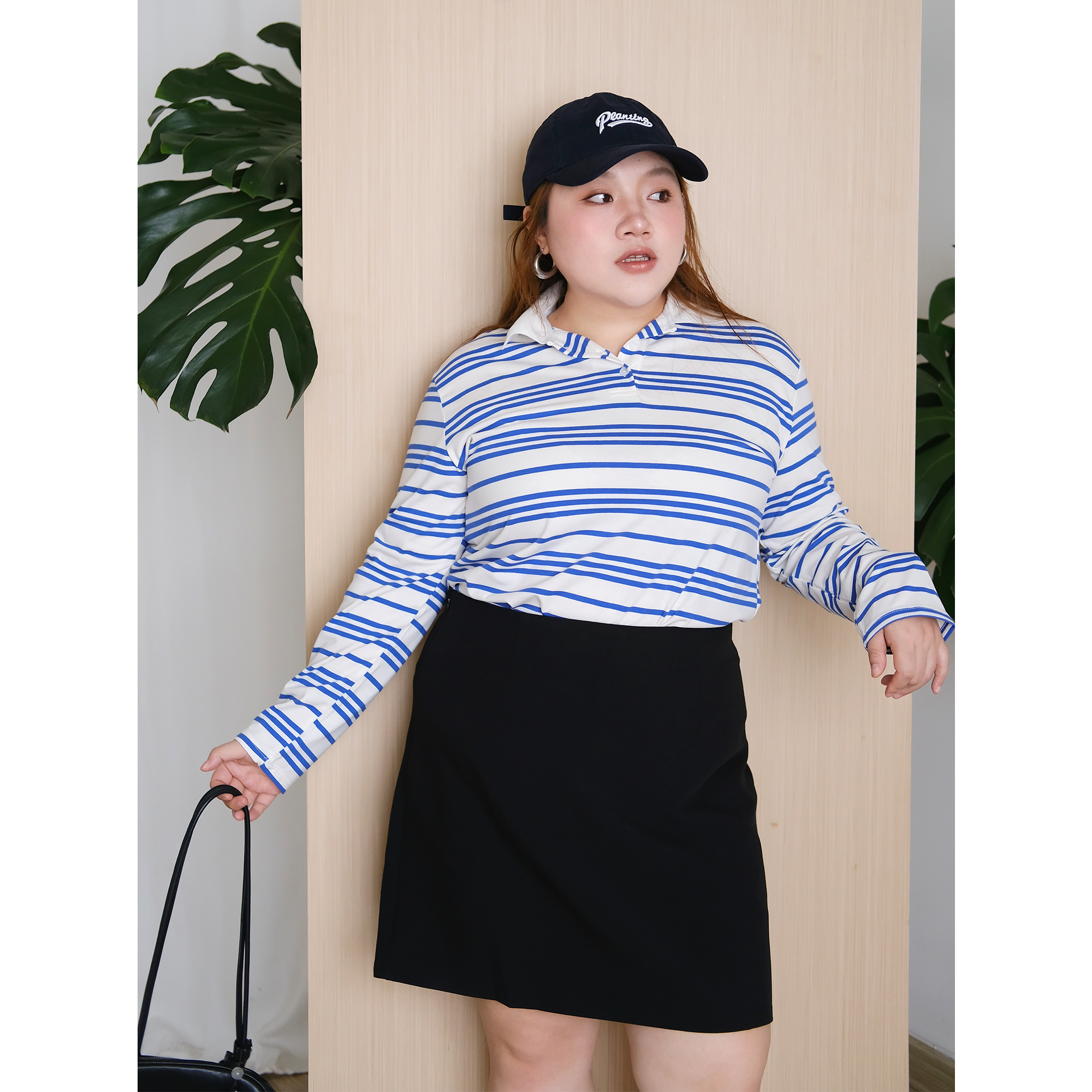 zooobaby08/27韩系条纹polo衫长袖T恤女显瘦上衣打底