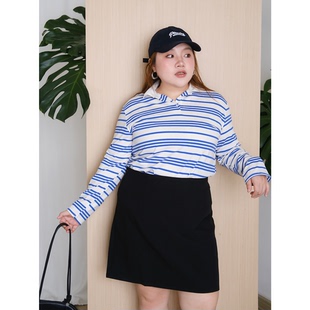 T恤女显瘦上衣打底 长袖 zooobaby08 27韩系条纹polo衫