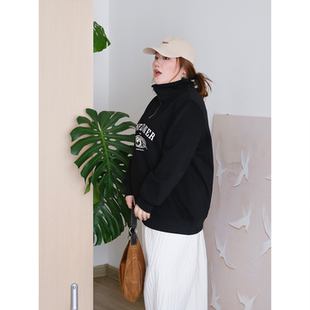 zooobaby10/20韩系简约半拉链立领长袖卫衣女宽松显瘦上衣