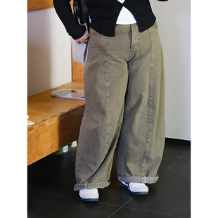 子 韩系做旧废土风牛仔阔腿裤 24早春新品