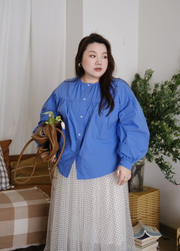 03/08早春新品韩系圆领廓形衬衫长袖外套
