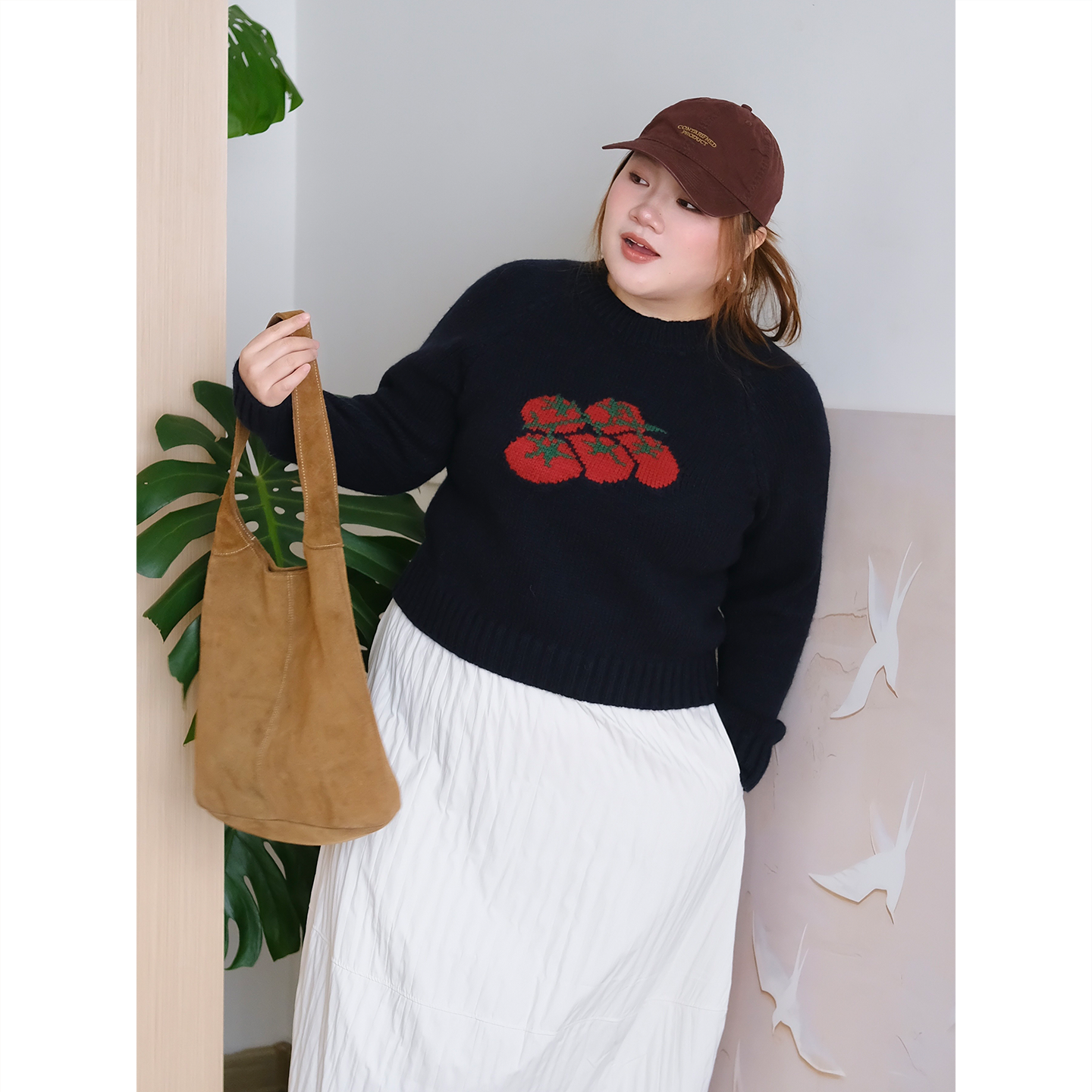 zooobaby10/20韩系简约趣味圆领长袖针织毛衣女宽松显瘦上衣