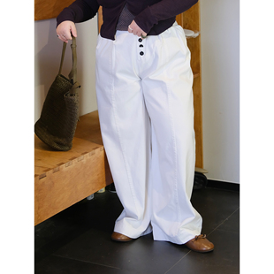 子 韩系纯色设计感阔腿裤 24早春新品