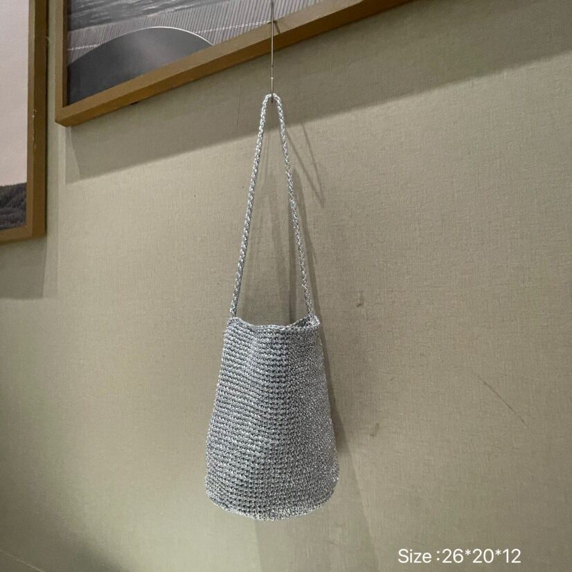 包包女2026新品网红小清新手工编织水桶包子母包手提单肩腋下包潮