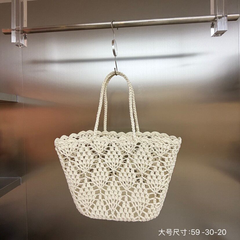 包包女2026新款网红同款手工钩织镂空菜篮子编织包法式手提单肩包