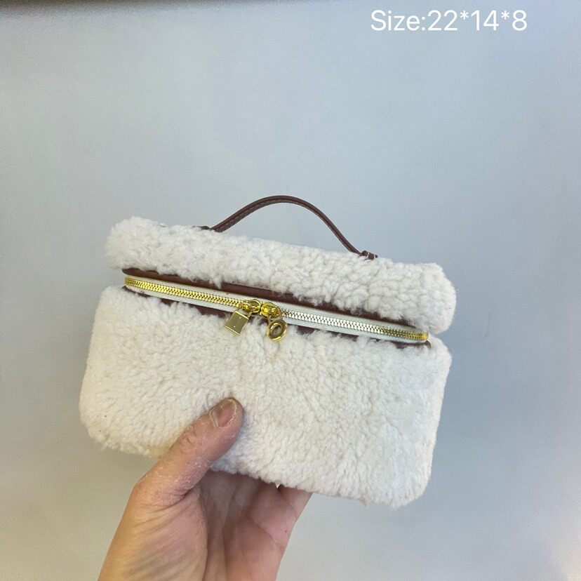 2025新款网红撞色饭盒包羊羔毛包包百搭女士手提包毛绒简约斜挎包