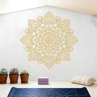 冥想瑜伽馆工作室装饰曼陀罗墙贴纸卧室客厅曼海蒂瑜伽花背景壁纸