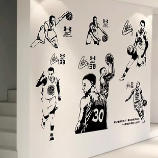 NBA勇士队库里投篮墙贴纸篮球明星海报贴画寝室卧室篮球馆防水贴