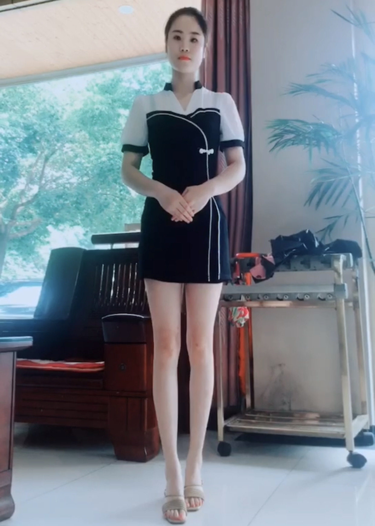 改良旗袍版连衣裙套装女夏2021年新款年轻款少女蚀骨中国风两件套