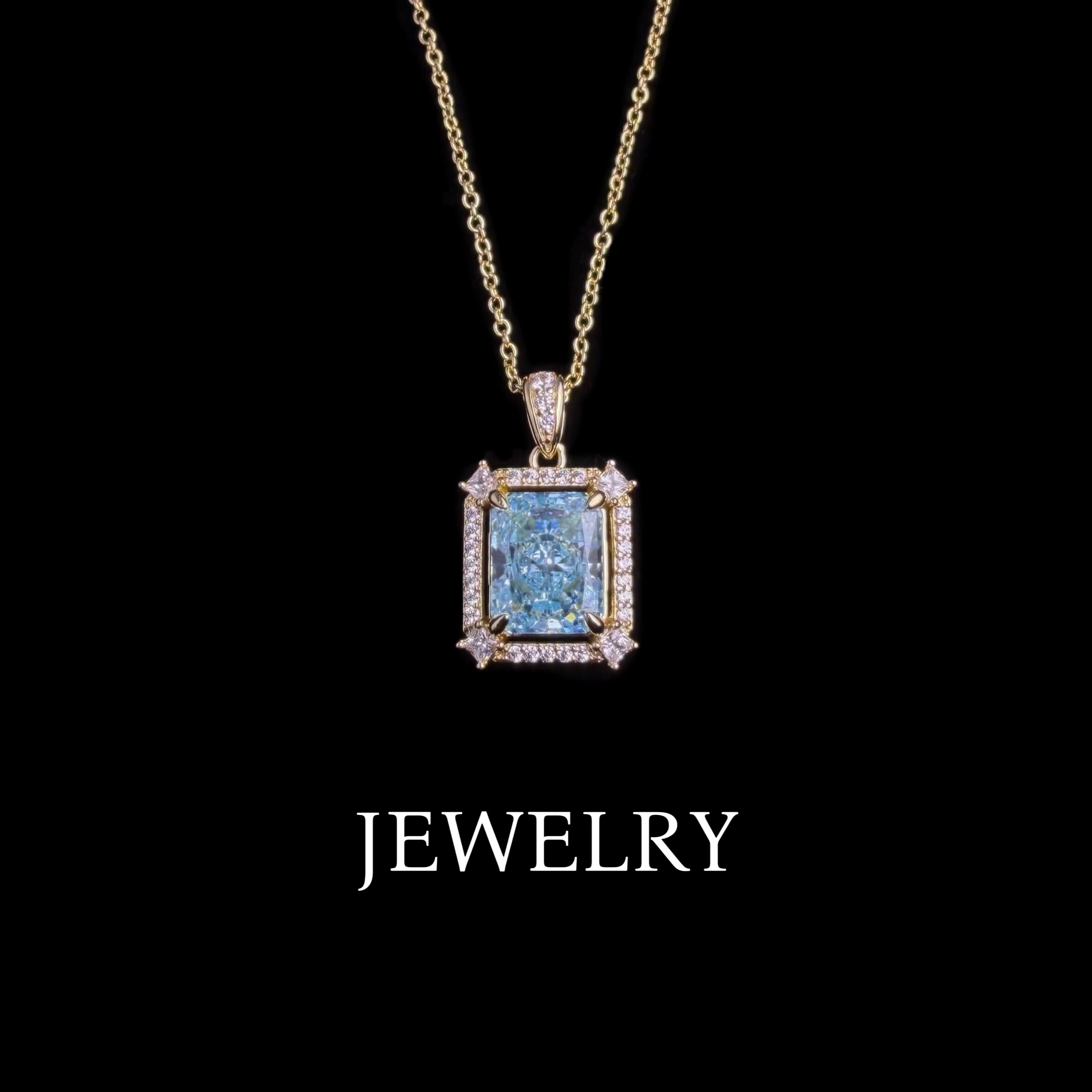 皇冠老店正品 白金色/蓝色高级锆石项链 CIM250039