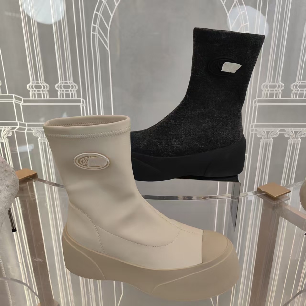 皇冠老店正品 SKP轻奢品牌断码撤柜 弹力羊皮瘦瘦靴女靴 CFY363,女鞋,时装靴,淘宝优惠券,粉丝福利购,淘宝优惠卷