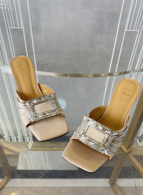 皇冠老店正品 SKP高奢品牌断码施华洛水钻方扣凉拖  T17845