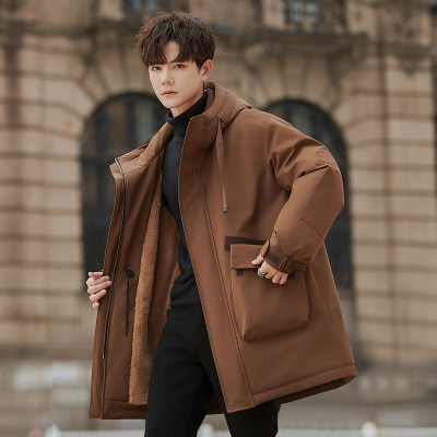 2025年新款羽绒服男士冬季中长款大衣外套加厚兔毛内胆派克服男款