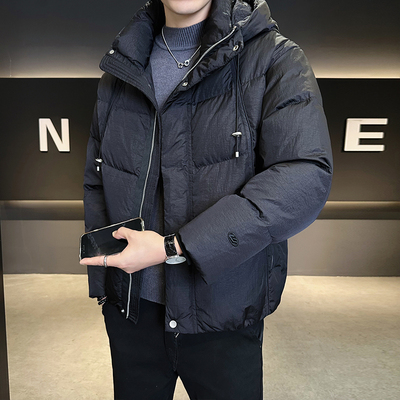 2025新款90绒连帽轻薄羽绒服男冬季潮牌痞帅加厚高级感冬装男外套