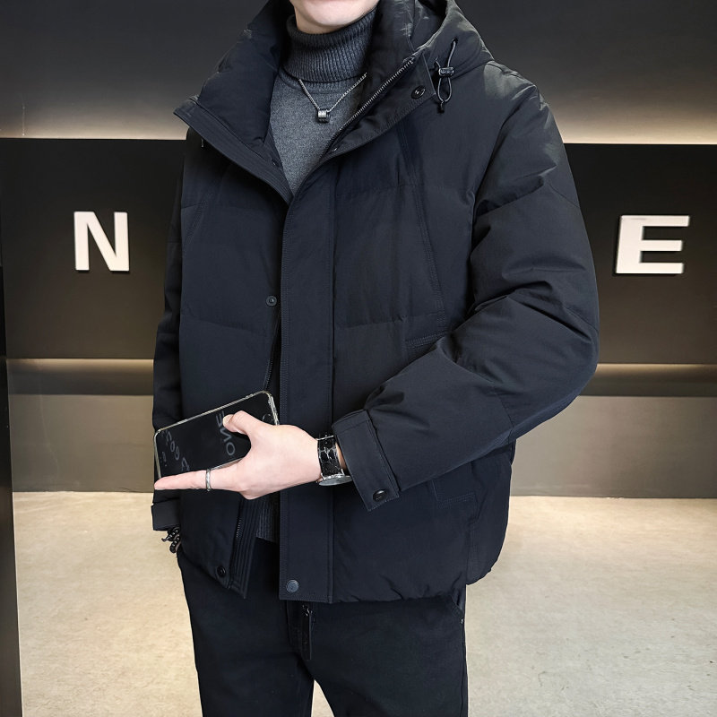 鸭绒羽绒服男冬季连帽潮牌2025新款休闲帅气宽松面包服男冬季外套