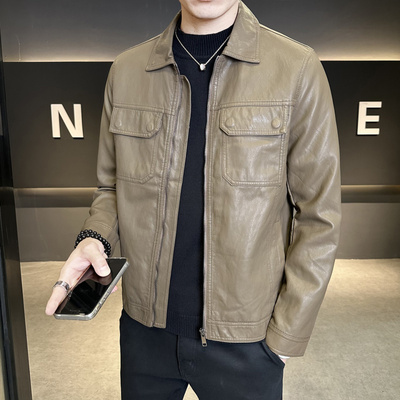皮衣外套男春秋季2025新款潮流帅气百搭高级感痞帅休闲机车皮夹克