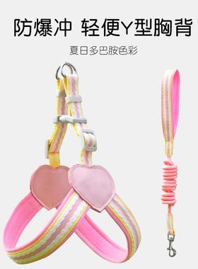 猫咪狗狗牵引绳胸背带遛狗绳小型犬比熊外出透气背心式狗链子脖圈