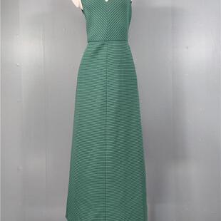 法式气场轻薄太空棉褶皱收腰大摆伞形连衣裙高雅女神长裙派对主持