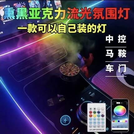 车载车内氛围灯七彩汽车气氛灯导光条冷光线装饰内饰仪表流光改装