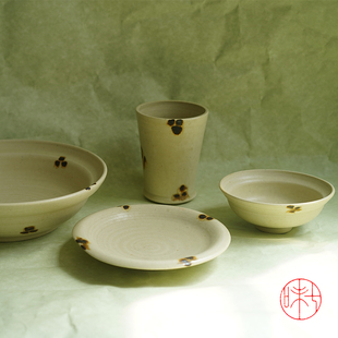 阿沐2025新品 纯手工点彩系列粗陶质朴饭碗咖啡杯盘子 好喜欢～！