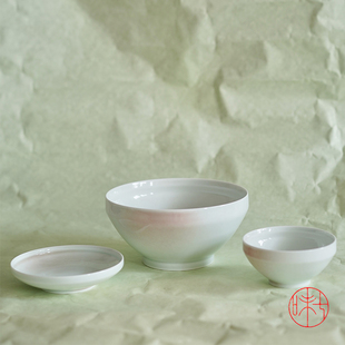 七味点妆系列 折腰碗陶瓷原创新品釉下彩渐变粉碗汤碗饭碗面碗
