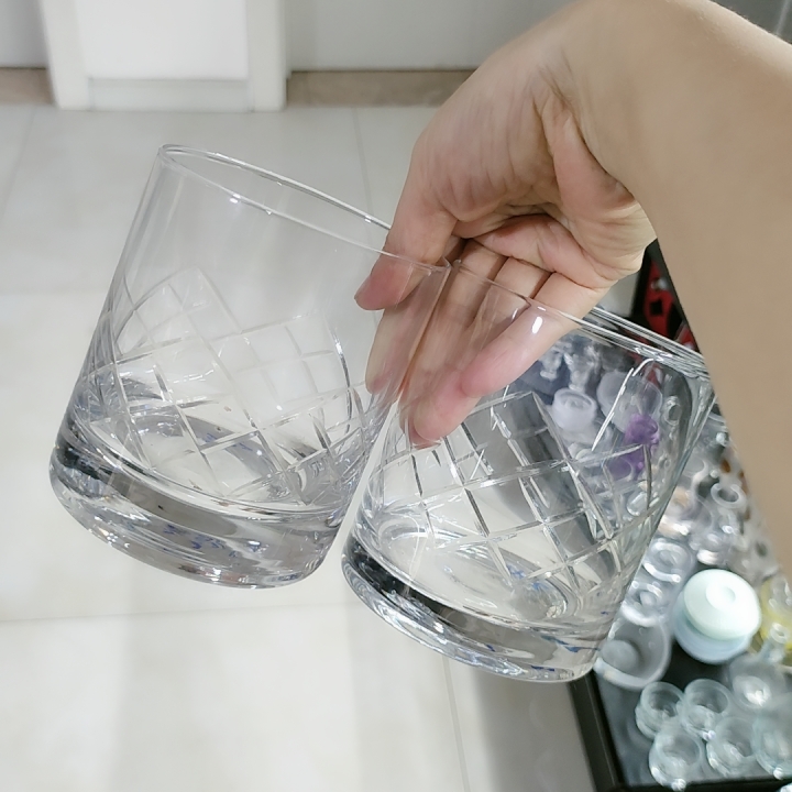 样品捡漏大容量切子水晶玻璃杯2个