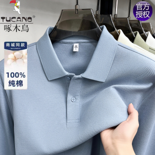长袖 男士 T恤春季 全棉打底衫 上衣 啄木鸟100纯棉长袖 爸爸春装 POLO衫