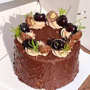 创意梦龙巧克力榛子脆皮蛋糕摩卡低糖动物奶油生日蛋糕成都同城配