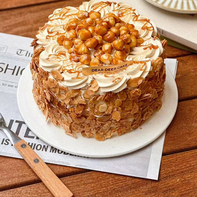 成都汐点点焦糖咸奶油榛子杏仁片动物奶油蛋糕成都同城配送