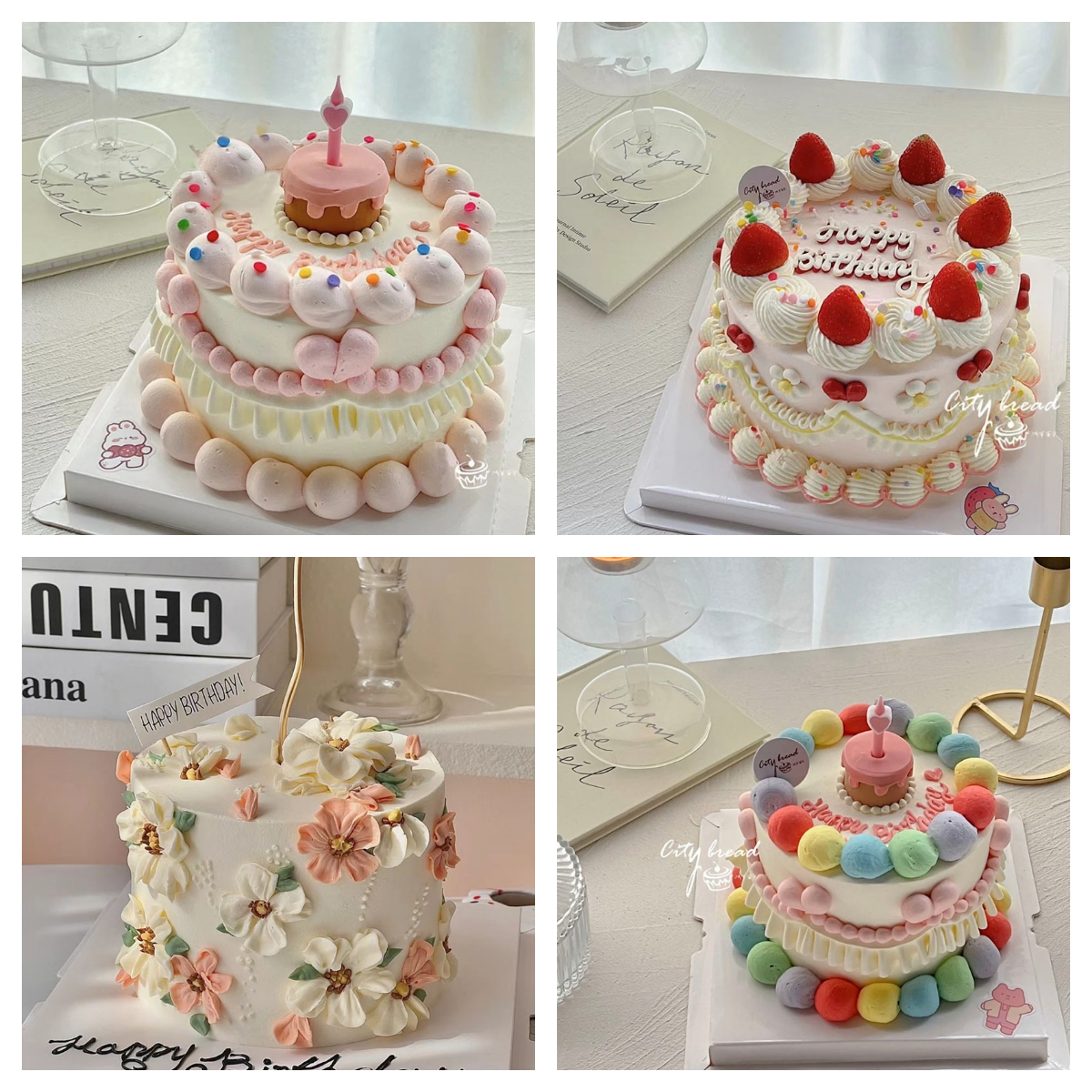 网红ins高级复古宫廷风裱花动物奶油生日蛋糕送女神老婆闺蜜成都