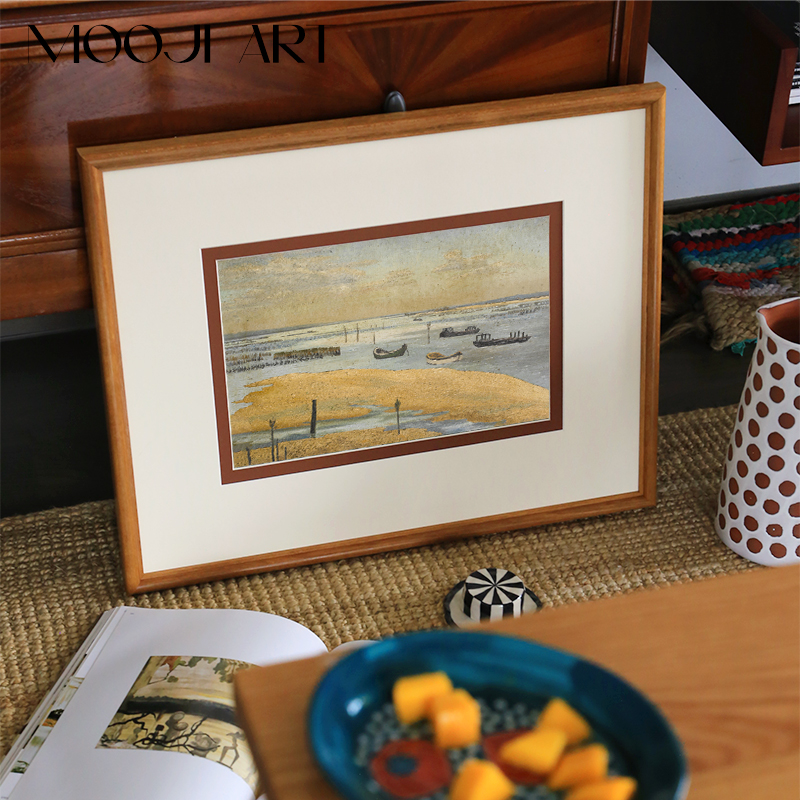 岸屿】木吉客厅沙发背景墙装饰画中古风高级感卧室挂画玄关组合画图片