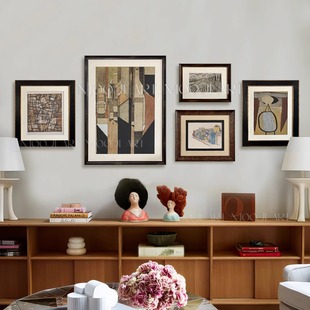 木吉中古小众艺术装 饰画现代玄关客厅组合挂画卧室高级感设计师画