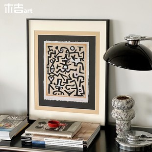 饰画高级感挂画抽象艺术画 木吉设计中古风沙发背景墙装