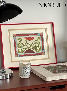 禧花满园】木吉现代中古客厅装饰画高级感玄关柜法式复古艺术壁画