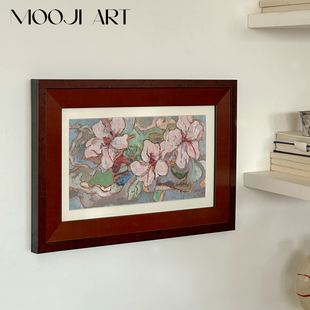 饰画 中古风小众艺术客厅复古玄关卧室高级感实木花卉装 繁花 法式