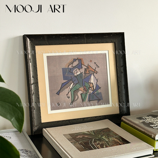 木吉设计中古抽象艺术客厅沙发背景墙玄关卧室高级感实木框装 饰画