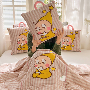 儿童抱枕被子两用全棉汽车沙发盖毯可爱学生宿舍空调被办公室靠垫