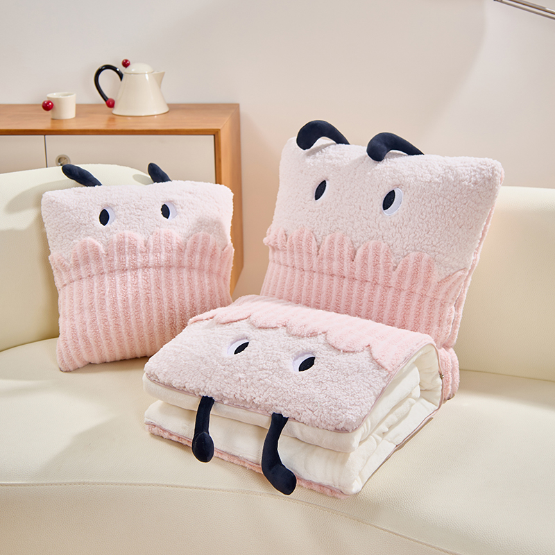 抱枕被子两用高克重牛奶绒午休毯