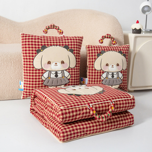 全棉手提抱枕被子两用儿童汽车沙发靠垫办公室学生宿舍空调被可爱