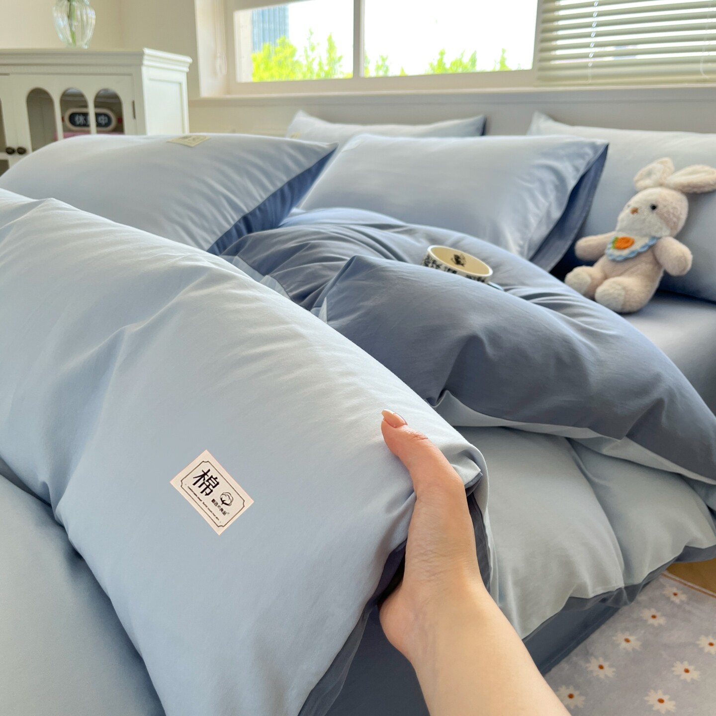 简约纯色全棉宿舍床品四件套