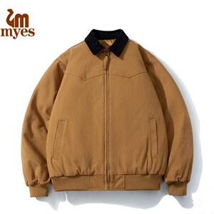 MYES秋冬复古圣达菲纯色工装加厚外套男女棉衣翻领夹克底特律棉服