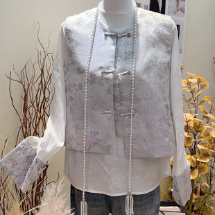 DY米-新中式提花设计马甲+气质显瘦小衫两件套套装(不含下装)9160