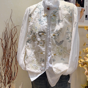 DY米-26年春款新中式植物刺绣工艺设计马甲(不含下装+内搭)9141
