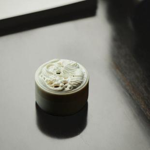 鹿角原创祥龙香炉盒子镂空雕刻家用室内沉线熏香檀香炉盘香茶道