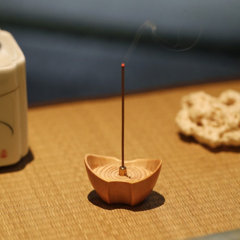 黄杨木【元宝】香插家用室内线香插香底座檀香熏香炉沉香香线香炉