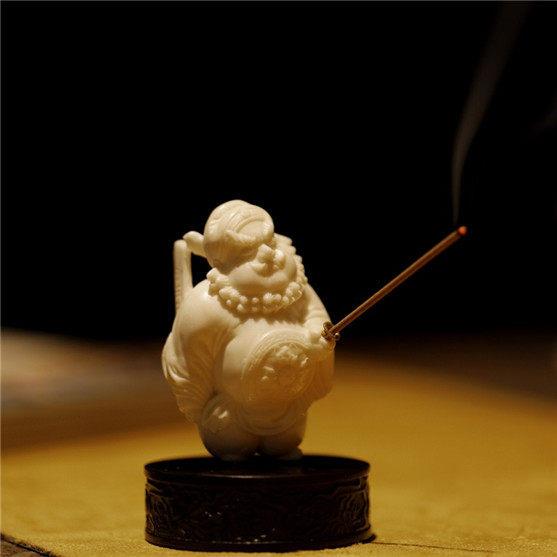 鹿角原创钟馗香插根付手工雕刻檀香线香插摆件小众特色送礼